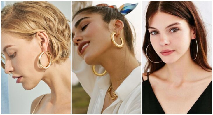 Chicas usando pendientes de aros;  7 Tipos de aretes que toda chica debería tener en su alhajero