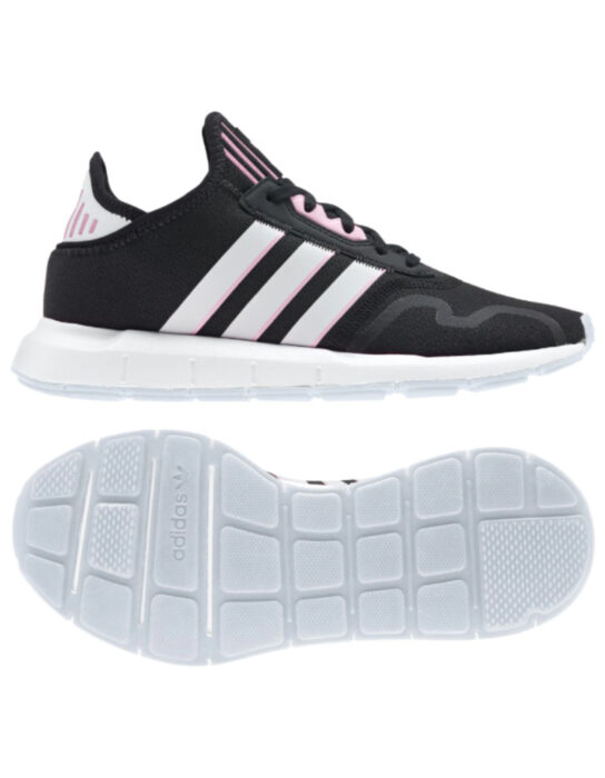 Tenis adidas negros con detalles blancos