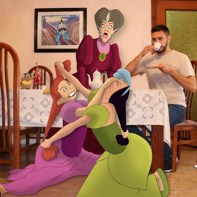 Personajes de Cenicienta edición de Samuel MB ;Maestro convierte a personajes Disney en sus roomies y se vuelve viral