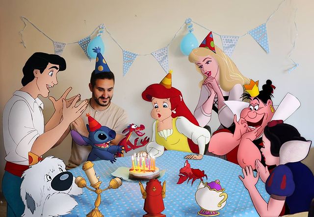 Princesas Disney celebrando un cumpleaños edición de Samuel MB ;Maestro convierte a personajes Disney en sus roomies y se vuelve viral