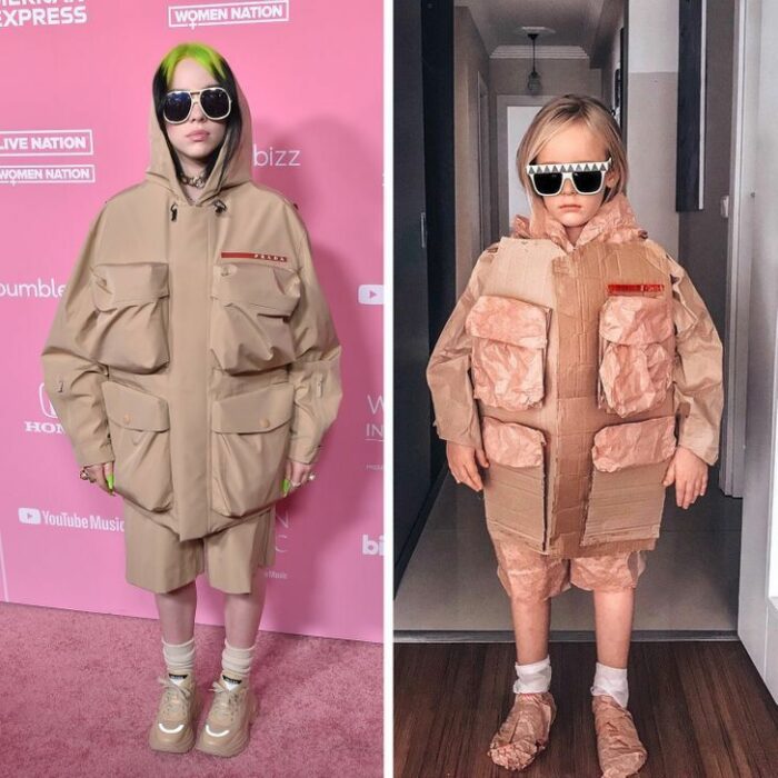 Alya, niña, recreando vestuario de Billie Eilish ; Niña de 6 años recrea los mejores looks de alfombra roja de las celebs