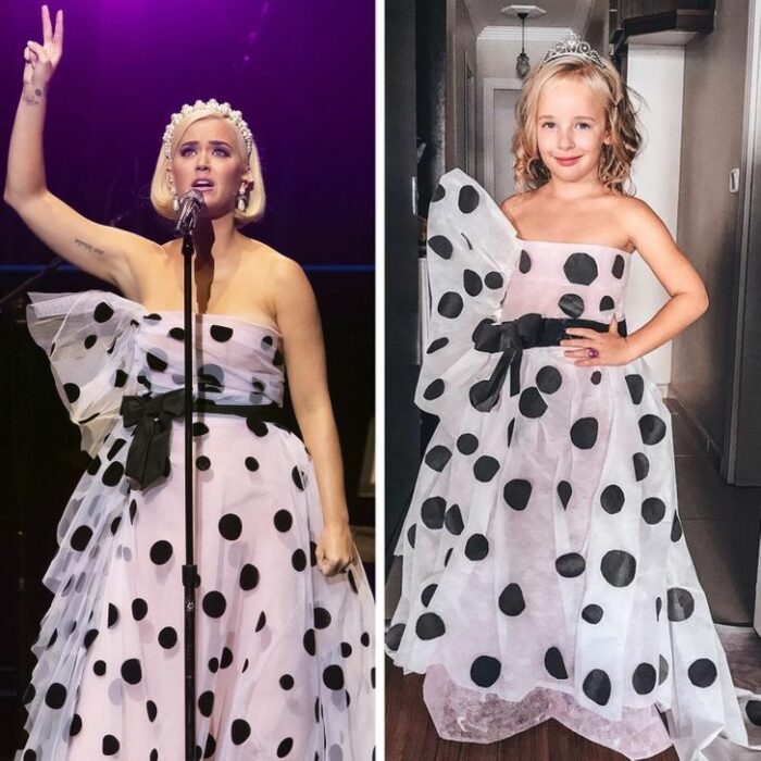 Alya, niña, recreando vestuario de Katy Perry; Niña de 6 años recrea los mejores looks de alfombra roja de las celebs