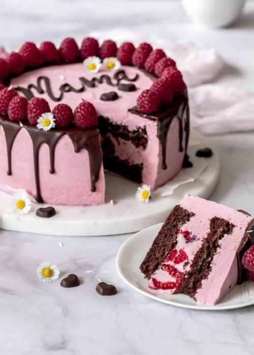 tarta de frambuesa con chocolate ;15 Pasteles para demostrarle a mamá cuanto la amas