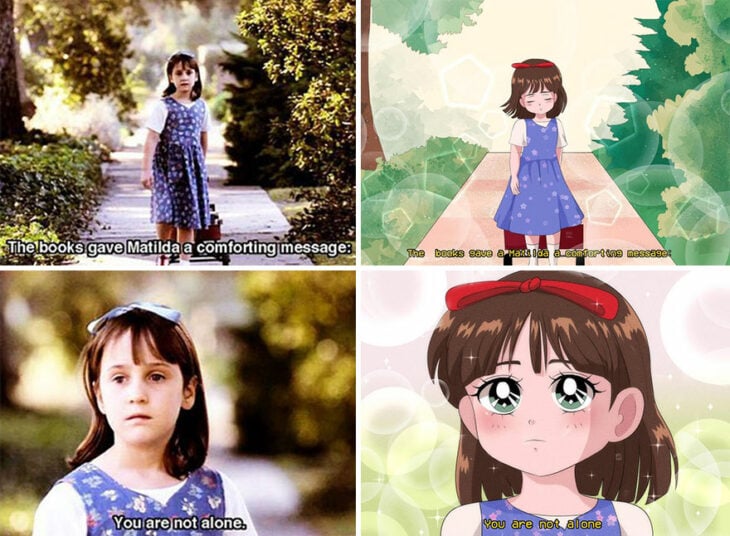 Escena de Matilda recreado en anime