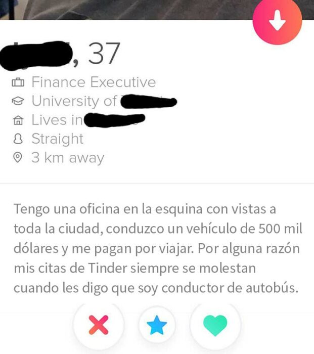 Descripción de un perfil de tinder gracioso y honesto