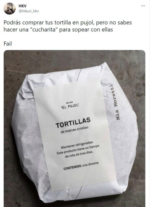 Comentarios en twitter sobre las tortillas pujol 