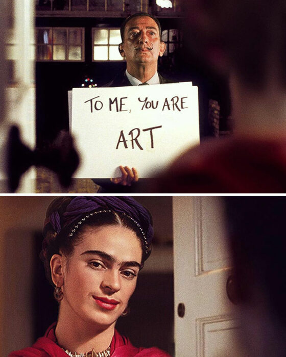 Escena de Love Actually; Pintura de Ertan Atay; Artista mezcla personajes de la cultura pop con pinturas y su trabajo es increíble