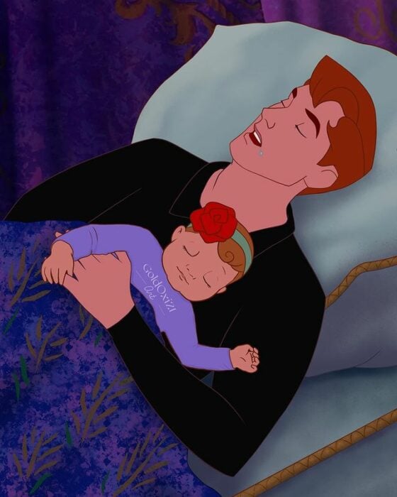 El príncipe Felipe ;Artista reimagina a príncipes Disney como papás y es una dosis de ternura