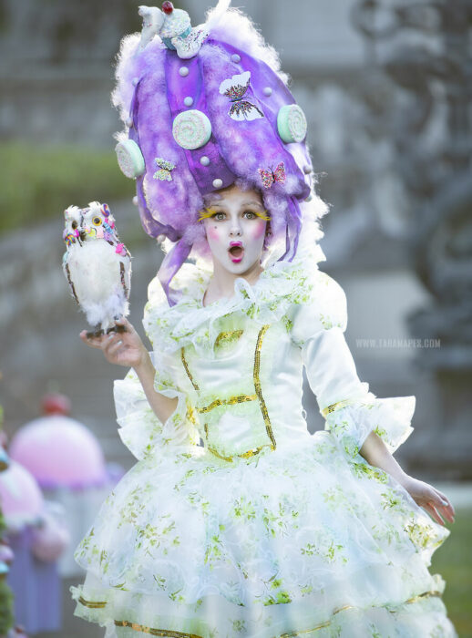 Girls in a photo shoot dressed as Marie Antoinette 