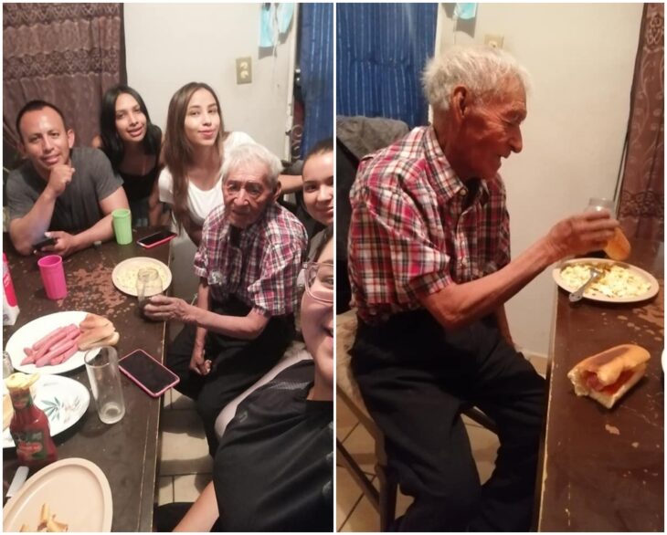 Abuelito reunido junto a su familia; Familia adopta a abuelito de 108 años que vivía solo bajo un árbol