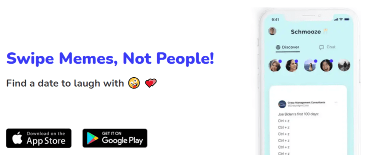 App de citas llamada Schmooze para conseguir cita con memes 