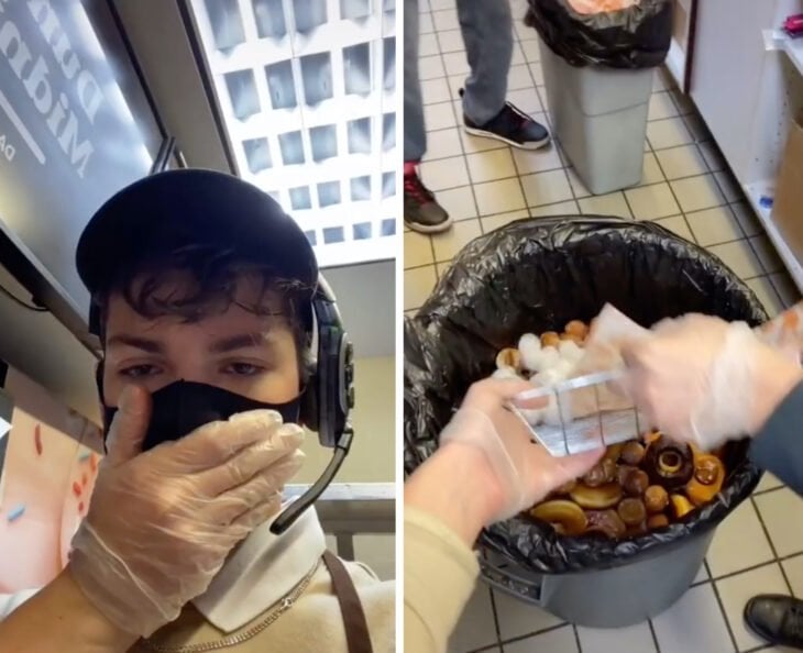 Exempleada de Dunkin' Donuts muestra cómo la empresa desperdicia comida todos los días
