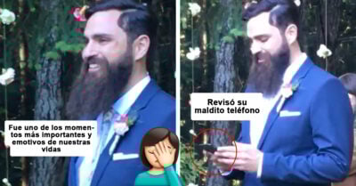 Novio revisa su celular mientras su novia camina al altar; nadie quiere un chico así