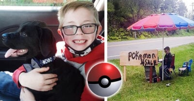 Niño vende su colección de cartas de Pokémon para salvar a su perrito