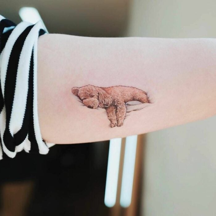 Perrito recostado ;15 Hermosos tatuajes para mostrar que eres una 'animal lover'