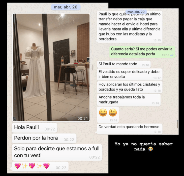 Comentarios de Twitter sobre la estafa de una chica con su vestido de novia 