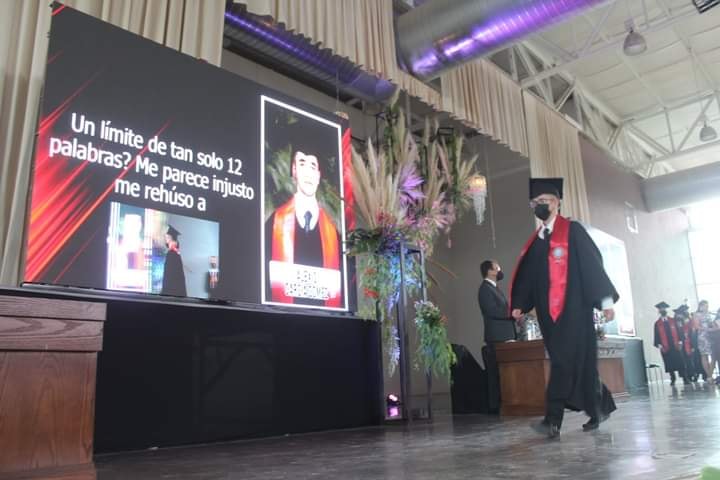 Student picking up his speech in high school 