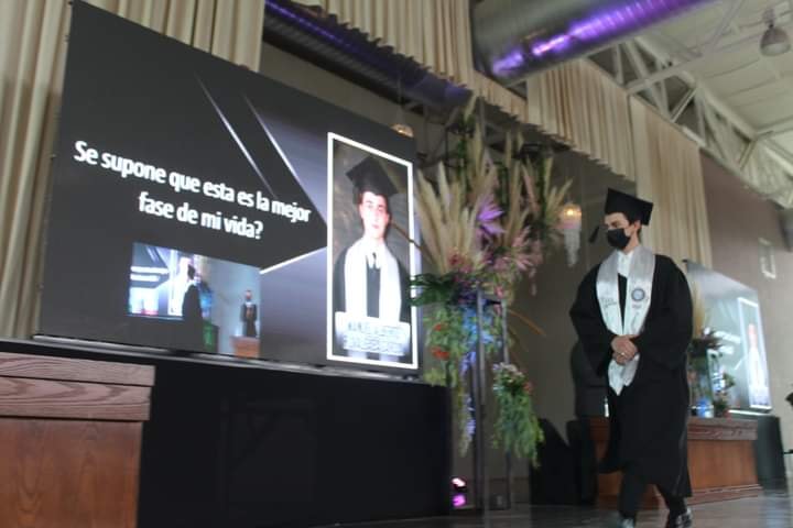 Student picking up his speech in high school 