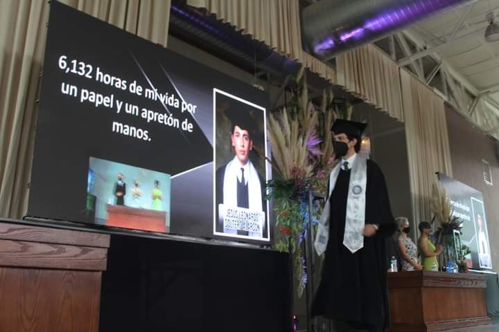 Student picking up his speech in high school 