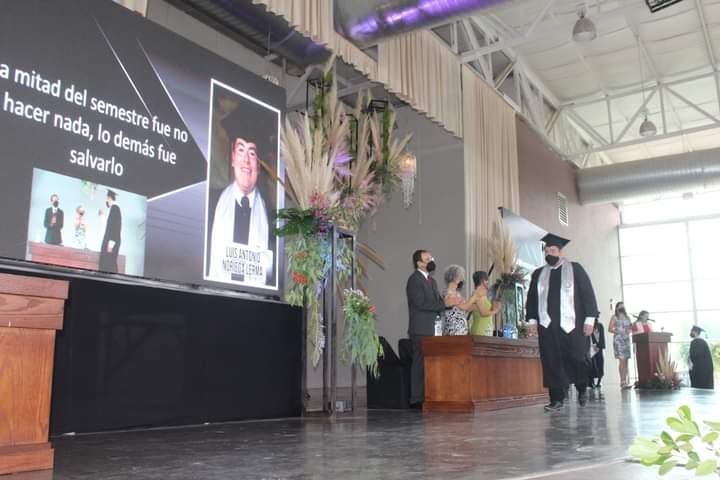 Student picking up his speech in high school 