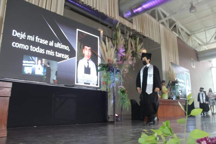 Student picking up his speech in high school 