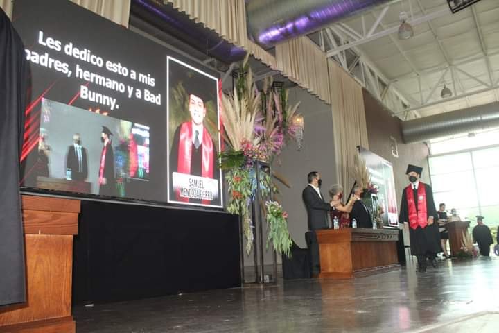 Student picking up his speech in high school 