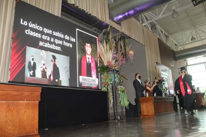 Student picking up his speech in high school 