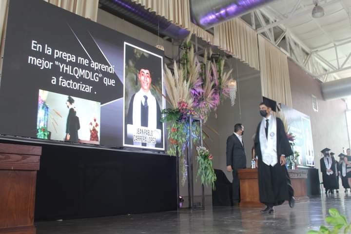 Student picking up his speech in high school 