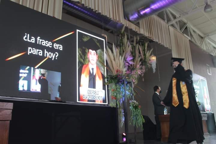 Student picking up his speech in high school 