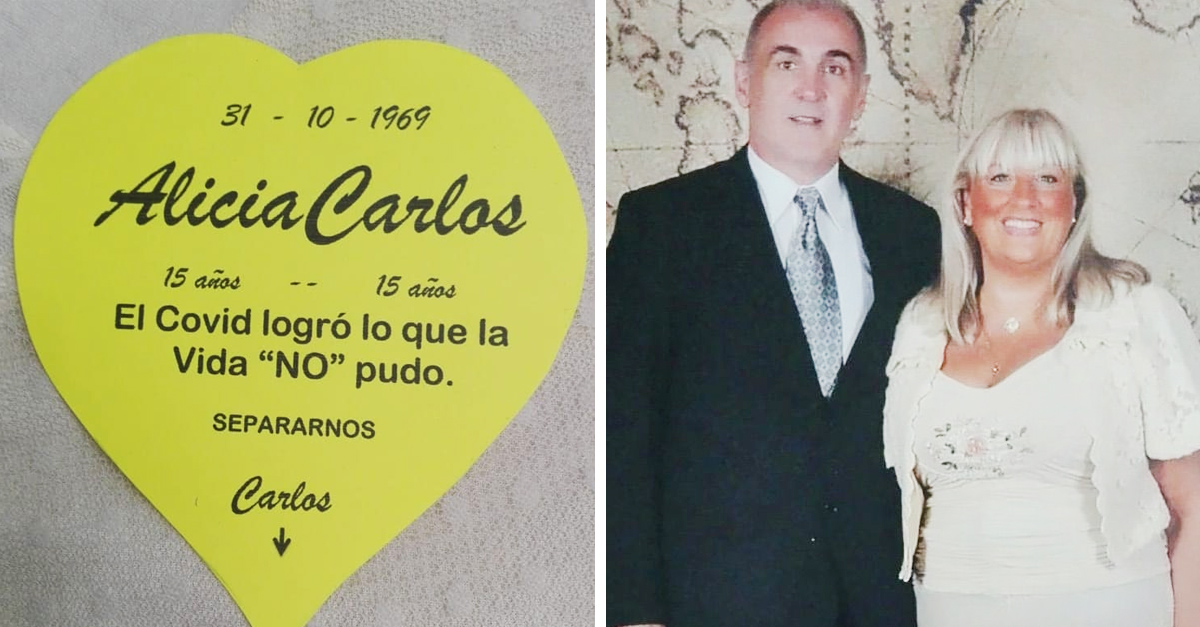 After losing her to the covid, a man pays tribute to his wife in the place they met
