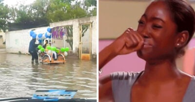 Hombre adorna su triciclo con globos para festejar la graduación de su hijo