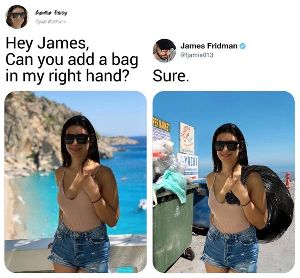 Modifications made by James Fridman to a photograph on twitter 