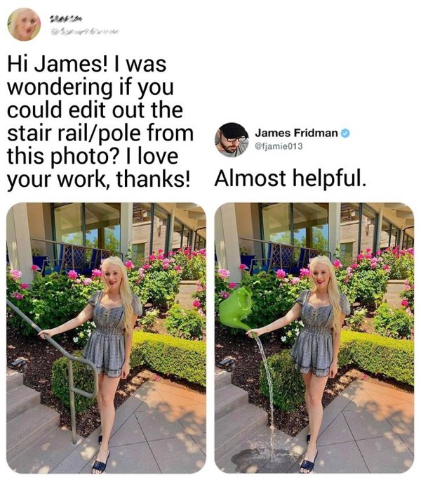 Modifications made by James Fridman to a photograph on twitter 