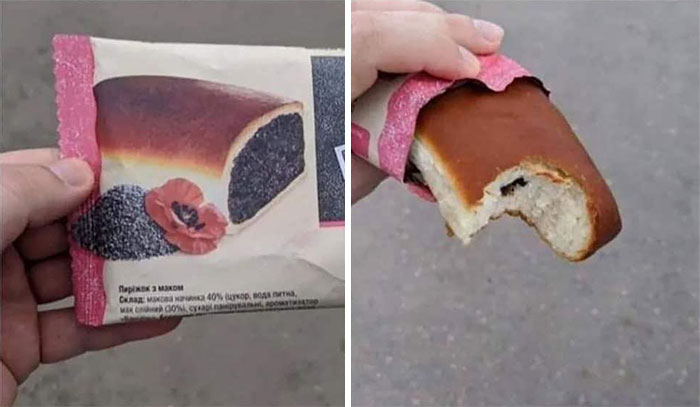 Chocolate filled bread; people who were scammed into buying fast food