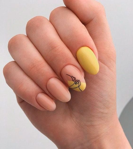 uñas en amarillo y rosa pastel ;15 Ideas para enchular tu manos con un estilo minimalista