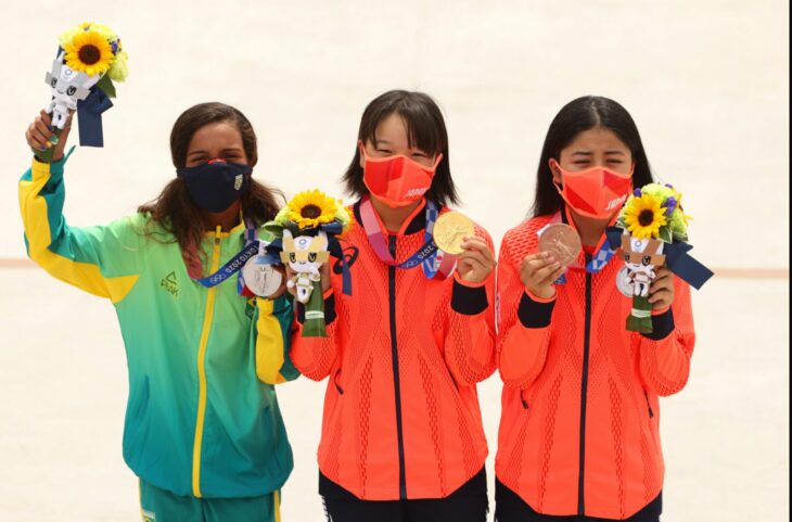 Momiji Nishiya, Rayssa Leal, Funa Nakayama  ganadoras medallas juegos olímpicos 