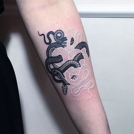 serpiente en blanco y negro 17 Tatuajes con serpientes que tu Medusa interior aprobará