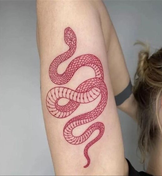 Serpiente de color rojo ;17 Tatuajes con serpientes que tu Medusa interior aprobará