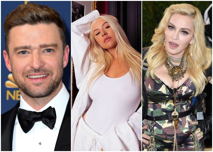 justin timberlake, madonna, christina aguilera