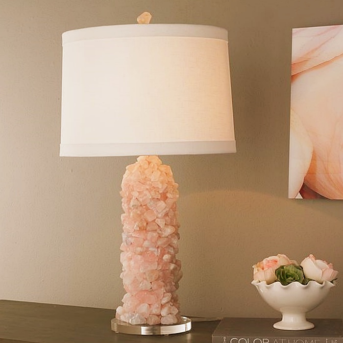 home decorations, bedroom, room, room, living room, lamps, furniture, candles, decorations with pink quartz and crystals