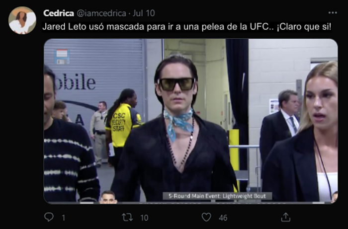 reacciones, opiniones, bromas y memes en twitter sobre Jared Leto en la UFC