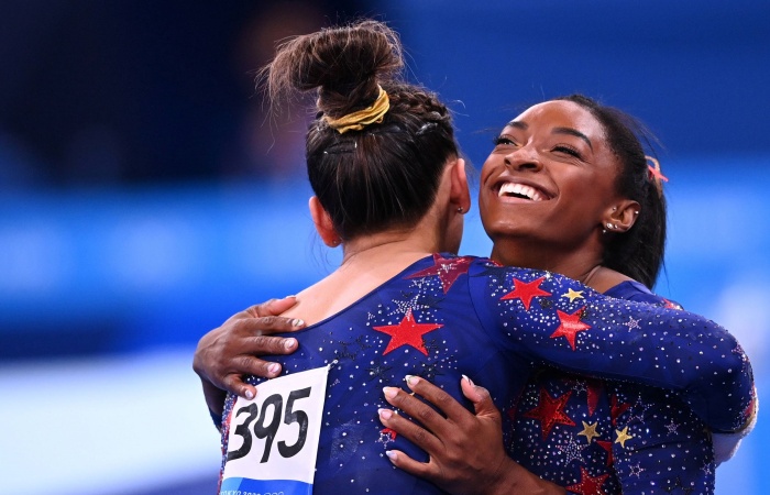 Sunisa Lee and Simone Biles