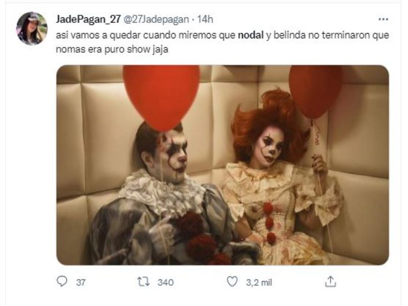 Belinda y Nodal disfrazados ;Belinda y Nodal podrían haber dado fin a su relación y se desatan lo memes en redes