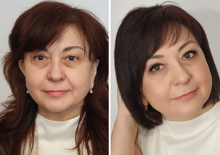Mujer antes y después de recibir un cambio de imagen 