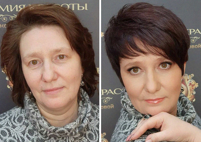 Mujer antes y después de recibir un cambio de imagen 