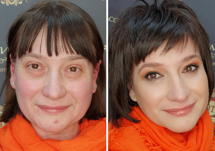 Mujer antes y después de recibir un cambio de imagen 