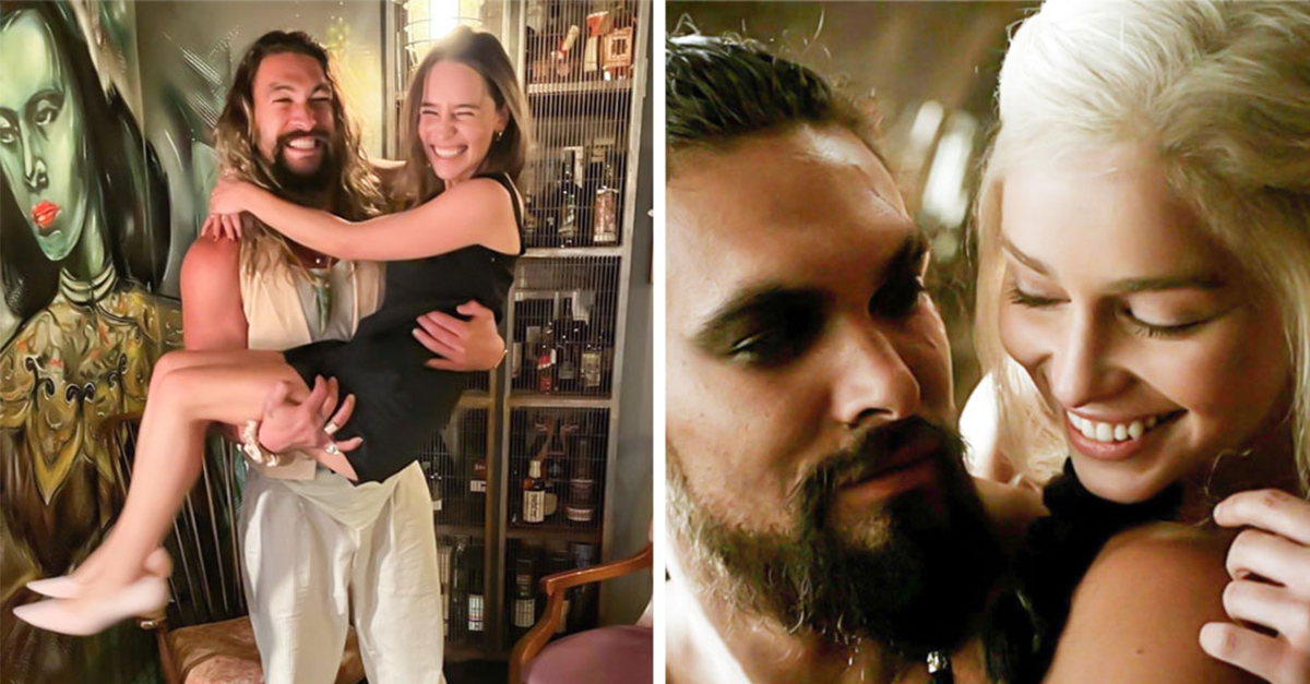 Emilia Clarke And Jason Momoa Reunited To Remember The Love Of Khal Drogo And Daenerys World Stock Market