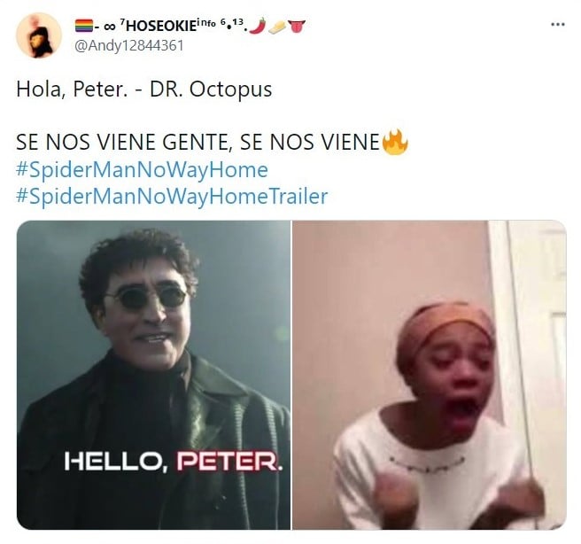 Meme en twitter ;Marvel revela el tráiler de 'Spider-Man: sin camino a casa' y desata memisa 