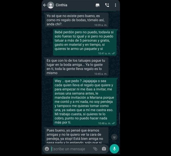 Conversación de Whats app entre una novia y su amiga 