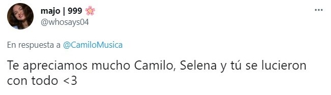 Tuit colaboración Selena Gomez y Camilo 999; 